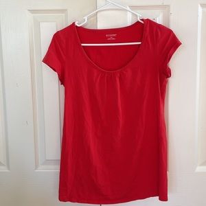 Bright red short sleeve maternity shirt